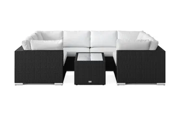 Bahamas U-formad utomhus loungegrupp med stängt avslut, 8-sits med bord och hylla - Svart - Utemöbler & utemiljö - Loungemöbler - Loungeset & loungegrupp