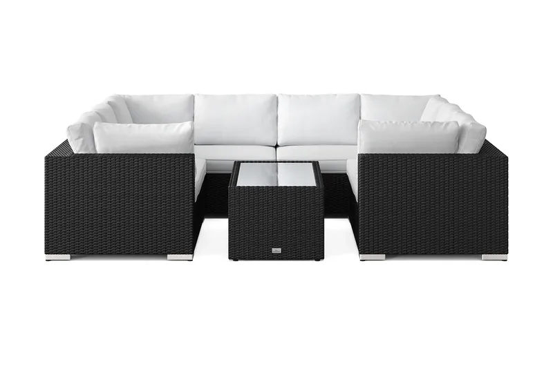 Bahamas U-formad utomhus loungegrupp med stängt avslut, 8-sits med bord och hylla - Svart - Utemöbler & utemiljö - Loungemöbler - Loungeset & loungegrupp