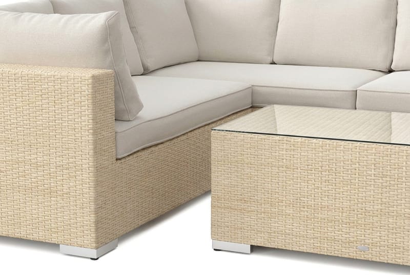 Bahamas U-formad utomhus loungegrupp med stängt avslut, 9-sits med bord - Beige - Utemöbler & utemiljö - Loungemöbler - Loungeset & loungegrupp