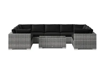 Bahamas U-formad utomhus loungegrupp med stängt avslut, 9-sits med bord - Grå - Utemöbler & utemiljö - Loungemöbler - Loungeset & loungegrupp