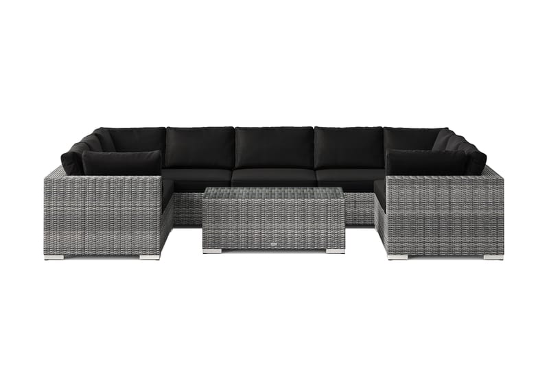 Bahamas U-formad utomhus loungegrupp med stängt avslut, 9-sits med bord - Grå - Utemöbler & utemiljö - Loungemöbler - Loungeset & loungegrupp