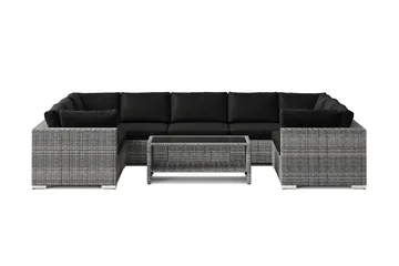 Bahamas U-formad utomhus loungegrupp med stängt avslut, 9-sits med bord och hylla - Grå - Utemöbler & utemiljö - Loungemöbler - Loungeset & loungegrupp