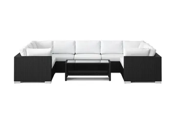 Bahamas U-formad utomhus loungegrupp med stängt avslut, 9-sits med bord och hylla - Svart - Utemöbler & utemiljö - Loungemöbler - Loungeset & loungegrupp