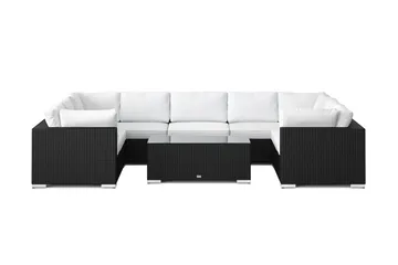 Bahamas U-formad utomhus loungegrupp med stängt avslut, 9-sits med bord - Svart - Utemöbler & utemiljö - Loungemöbler - Loungeset & loungegrupp