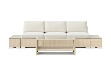 Bahamas utesoffa 3-sits med bord med hylla - Beige - Utemöbler & utemiljö - Loungemöbler - Loungeset & loungegrupp
