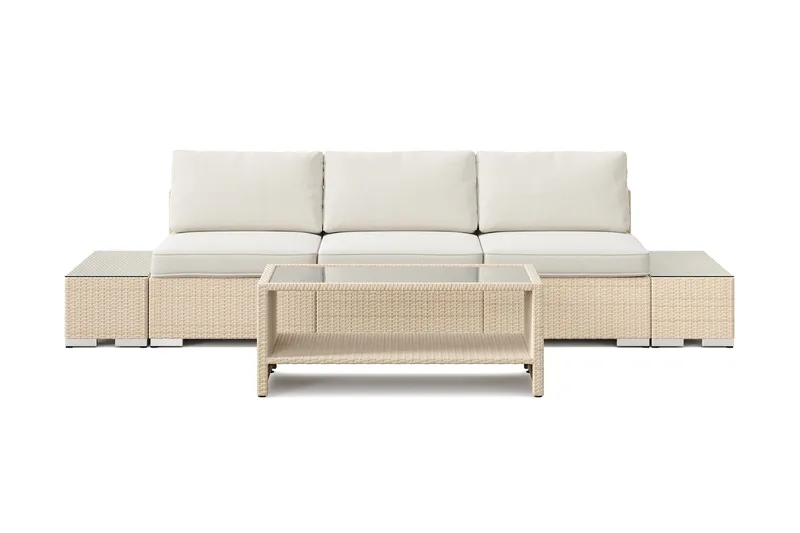 Bahamas utesoffa 3-sits med bord med hylla - Beige - Utemöbler & utemiljö - Loungemöbler - Loungeset & loungegrupp