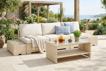 Bahamas utesoffa 3-sits med bord med hylla - Beige - Utemöbler & utemiljö - Loungemöbler - Loungeset & loungegrupp