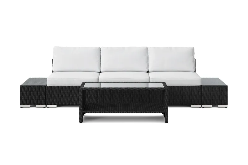 Bahamas utesoffa 3-sits med bord med hylla - Svart - Utemöbler & utemiljö - Loungemöbler - Loungeset & loungegrupp