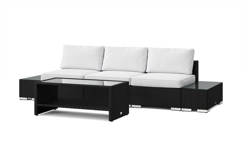 Bahamas utesoffa 3-sits med bord med hylla, Svart