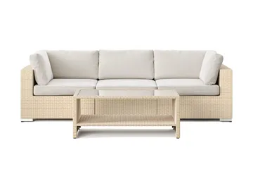 Bahamas utesoffa 3-sits med bord och hylla - Beige - Utemöbler & utemiljö - Loungemöbler - Loungeset & loungegrupp