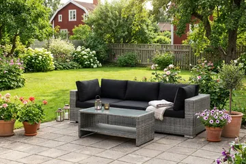 Bahamas utesoffa 3-sits med bord och hylla - Grå - Utemöbler & utemiljö - Loungemöbler - Loungeset & loungegrupp