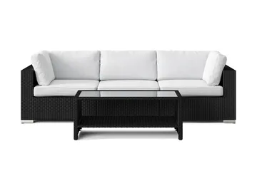 Bahamas utesoffa 3-sits med bord och hylla - Svart - Utemöbler & utemiljö - Loungemöbler - Loungeset & loungegrupp