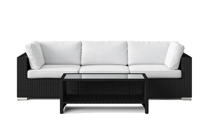 Bahamas utesoffa 3-sits med bord och hylla - Svart - Utemöbler & utemiljö - Loungemöbler - Loungeset & loungegrupp