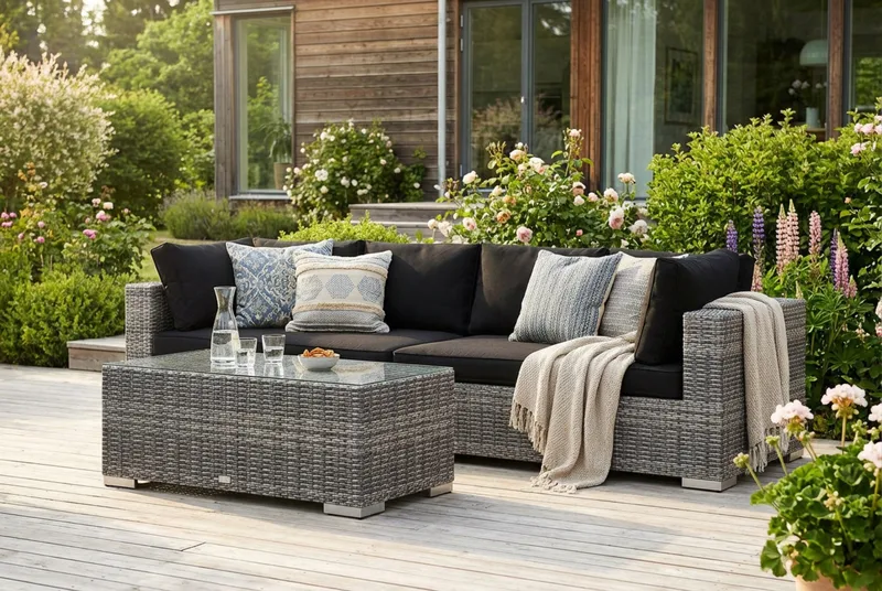 Bahamas utesoffa 4-sits med bord - Grå - Utemöbler & utemiljö - Loungemöbler - Loungeset & loungegrupp