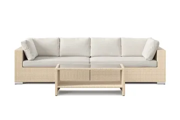 Bahamas utesoffa 4-sits med bord och hylla - Beige - Utemöbler & utemiljö - Loungemöbler - Loungeset & loungegrupp