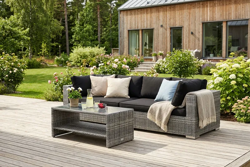 Bahamas utesoffa 4-sits med bord och hylla - Grå - Utemöbler & utemiljö - Loungemöbler - Loungeset & loungegrupp