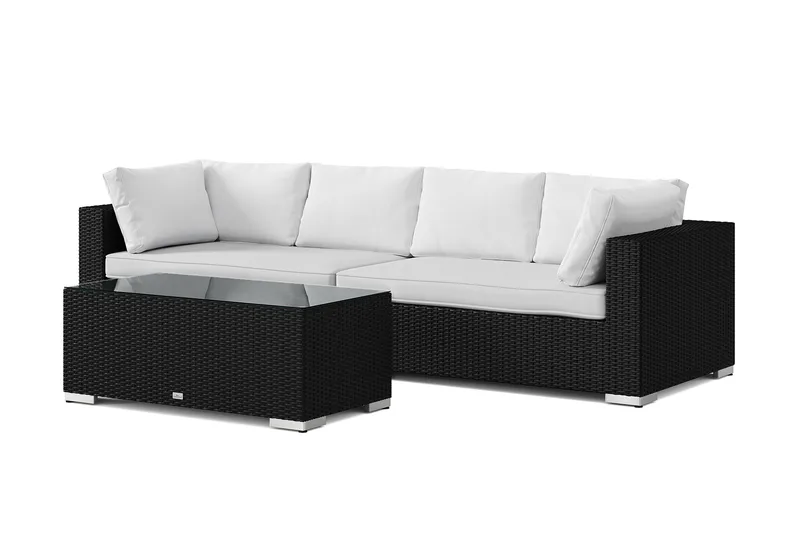 Bahamas utesoffa 4-sits med bord, Svart