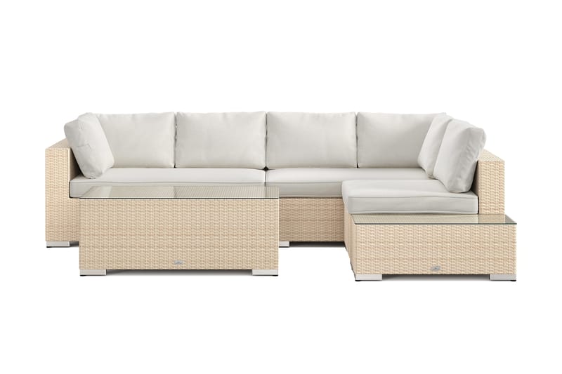 Bahamas utesoffa 5-sits vändbar schäslong med avslut och bord - Beige - Utemöbler & utemiljö - Loungemöbler - Loungeset & loungegrupp