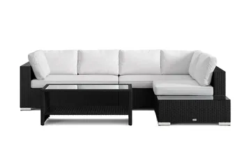 Bahamas utesoffa 5-sits vändbar schäslong med avslut och bord med hylla - Svart - Utemöbler & utemiljö - Loungemöbler - Loungeset & loungegrupp