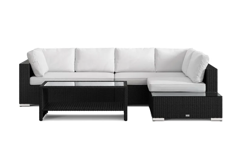 Bahamas utesoffa 5-sits vändbar schäslong med avslut och bord med hylla - Svart - Utemöbler & utemiljö - Loungemöbler - Loungeset & loungegrupp