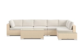 Bahamas utesoffa 6-sits vändbar schäslong med avslut och bord - Beige - Utemöbler & utemiljö - Loungemöbler - Loungeset & loungegrupp
