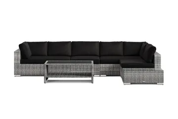 Bahamas utesoffa 6-sits vändbar schäslong med avslut och bord med hylla - Grå - Utemöbler & utemiljö - Loungemöbler - Loungeset & loungegrupp
