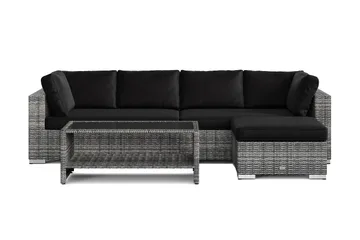 Bahamas utomhus divansoffa 5-sits med vändbar divan och bord med hylla - Grå - Utemöbler & utemiljö - Loungemöbler - Loungeset & loungegrupp