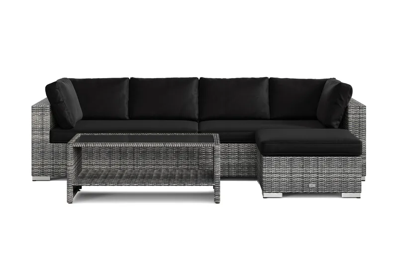 Bahamas utomhus divansoffa 5-sits med vändbar divan och bord med hylla - Grå - Utemöbler & utemiljö - Loungemöbler - Loungeset & loungegrupp