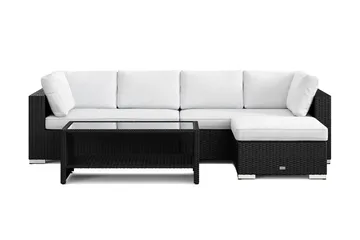 Bahamas utomhus divansoffa 5-sits med vändbar divan och bord med hylla - Svart - Utemöbler & utemiljö - Loungemöbler - Loungeset & loungegrupp