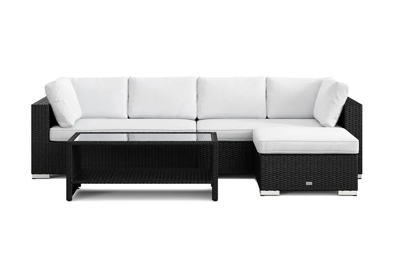 Bahamas utomhus divansoffa 5-sits med vändbar divan och bord med hylla - Svart - Utemöbler & utemiljö - Loungemöbler - Loungeset & loungegrupp