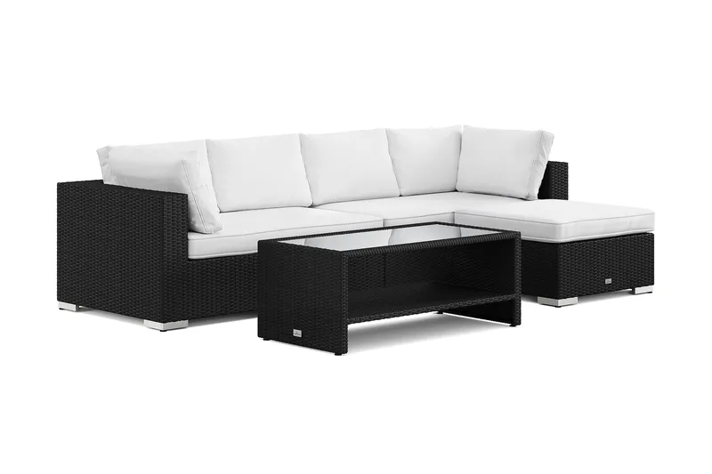 Bahamas utomhus divansoffa 5-sits med vändbar divan och bord med hylla - Svart - Utemöbler & utemiljö - Loungemöbler - Loungeset & loungegrupp