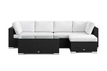 Bahamas utomhus divansoffa 5-sits med vändbar divan och bord - Svart - Utemöbler & utemiljö - Loungemöbler - Loungeset & loungegrupp