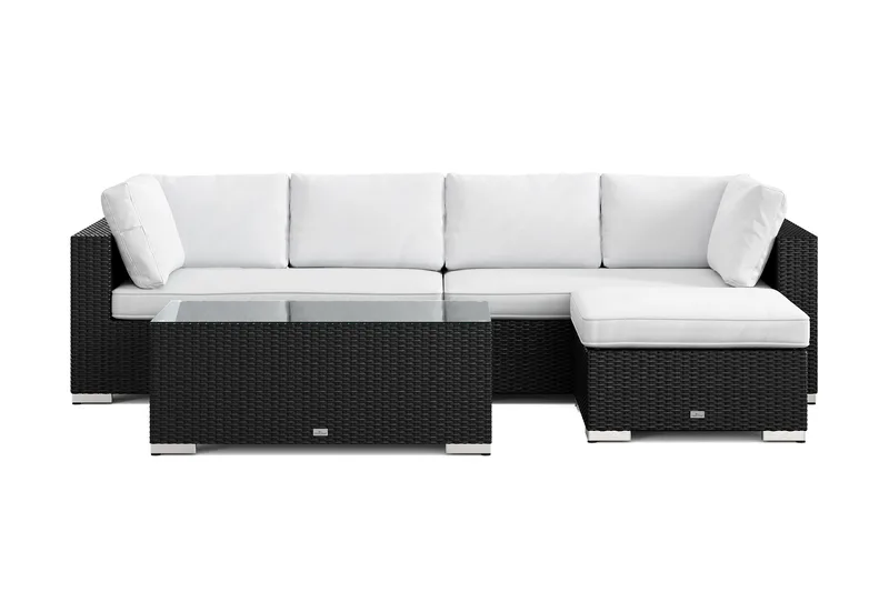 Bahamas utomhus divansoffa 5-sits med vändbar divan och bord - Svart - Utemöbler & utemiljö - Loungemöbler - Loungeset & loungegrupp