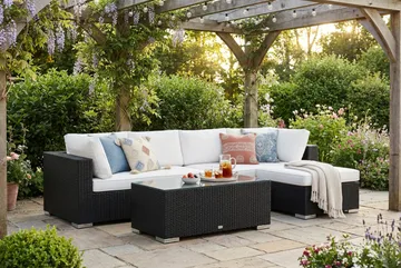 Bahamas utomhus divansoffa 5-sits med vändbar divan och bord - Svart - Utemöbler & utemiljö - Loungemöbler - Loungeset & loungegrupp