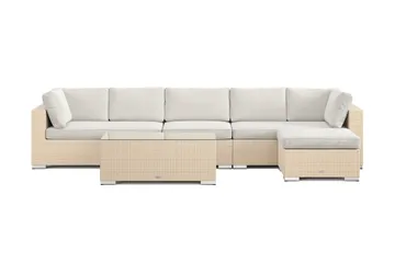 Bahamas utomhus divansoffa 6-sits med vändbar divan och bord - Beige - Utemöbler & utemiljö - Loungemöbler - Loungeset & loungegrupp