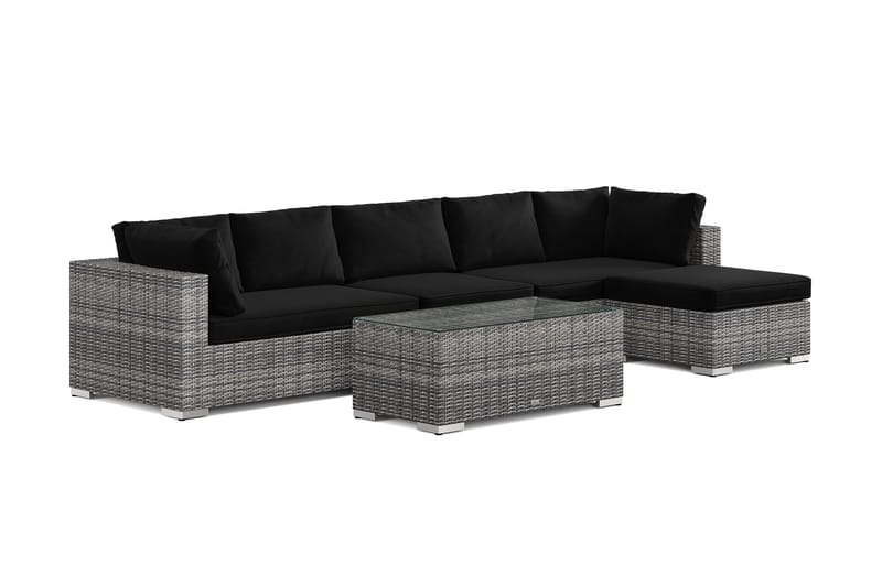 Bahamas utomhus divansoffa 6-sits med vändbar divan och bord, Grå