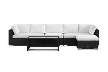 Bahamas utomhus divansoffa 6-sits med vändbar divan och bord med hylla - Svart - Utemöbler & utemiljö - Loungemöbler - Loungeset & loungegrupp