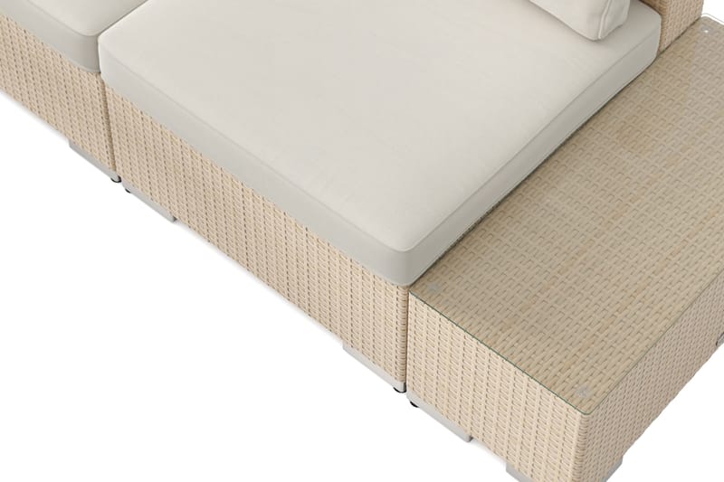Bahamas utomhus hörnsoffa 5-sits vändbar med öppet avslut och bord med hylla - Beige - Utemöbler & utemiljö - Loungemöbler - Loungeset & loungegrupp
