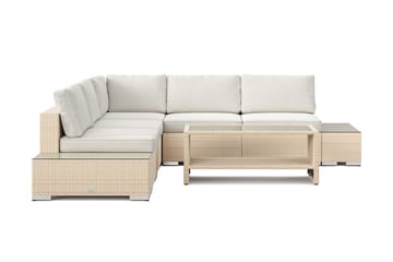 Bahamas utomhus hörnsoffa 5-sits vändbar med öppet avslut och bord med hylla - Beige - Utemöbler & utemiljö - Loungemöbler - Loungeset & loungegrupp