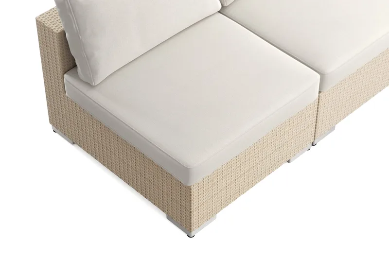 Bahamas utomhus hörnsoffa 5-sits vändbar med öppet avslut och bord med hylla - Beige - Utemöbler & utemiljö - Loungemöbler - Loungeset & loungegrupp