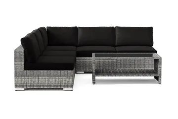 Bahamas utomhus hörnsoffa 5-sits vändbar med öppet avslut och bord med hylla - Gr å - Utemöbler & utemiljö - Loungemöbler - Loungeset & loungegrupp