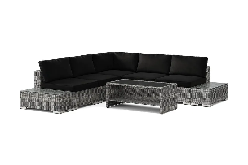 Bahamas utomhus hörnsoffa 5-sits vändbar med öppet avslut och bord med hylla - Grå - Utemöbler & utemiljö - Loungemöbler - Loungeset & loungegrupp
