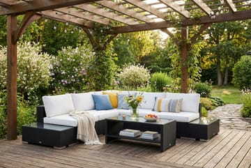 Bahamas utomhus hörnsoffa 5-sits vändbar med öppet avslut och bord med hylla - Svart - Utemöbler & utemiljö - Loungemöbler - Loungeset & loungegrupp