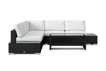 Bahamas utomhus hörnsoffa 5-sits vändbar med öppet avslut och bord med hylla - Svart - Utemöbler & utemiljö - Loungemöbler - Loungeset & loungegrupp