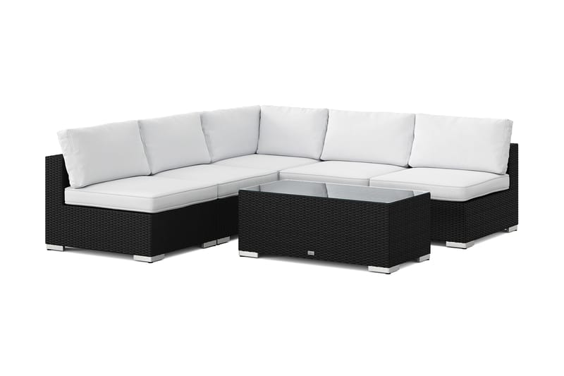 Bahamas utomhus hörnsoffa 5-sits vändbar med öppet avslut och bord, Svart