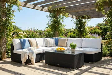 Bahamas utomhus hörnsoffa 5-sits vändbar med öppet avslut och bord - Svart - Utemöbler & utemiljö - Loungemöbler - Loungeset & loungegrupp