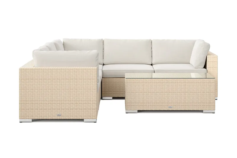 Bahamas utomhus hörnsoffa 5-sits vändbar med bord - Beige - Utemöbler & utemiljö - Loungemöbler - Loungeset & loungegrupp