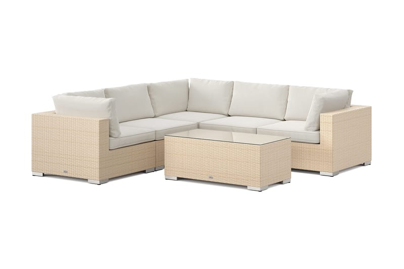Bahamas utomhus hörnsoffa 5-sits vändbar med bord - Beige - Utemöbler & utemiljö - Loungemöbler - Loungeset & loungegrupp