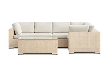 Bahamas utomhus hörnsoffa 5-sits vändbar med bord - Beige - Utemöbler & utemiljö - Loungemöbler - Loungeset & loungegrupp