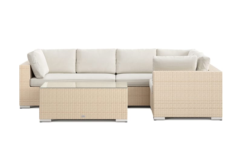 Bahamas utomhus hörnsoffa 5-sits vändbar med bord - Beige - Utemöbler & utemiljö - Loungemöbler - Loungeset & loungegrupp